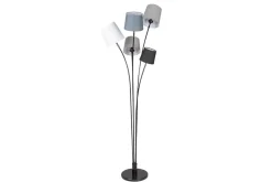 Design Stehlampe LEVELS 176cm schwarz grau mit 5 Leinenschirmen