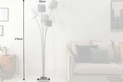 Design Stehlampe LEVELS 176cm schwarz grau mit 5 Leinenschirmen