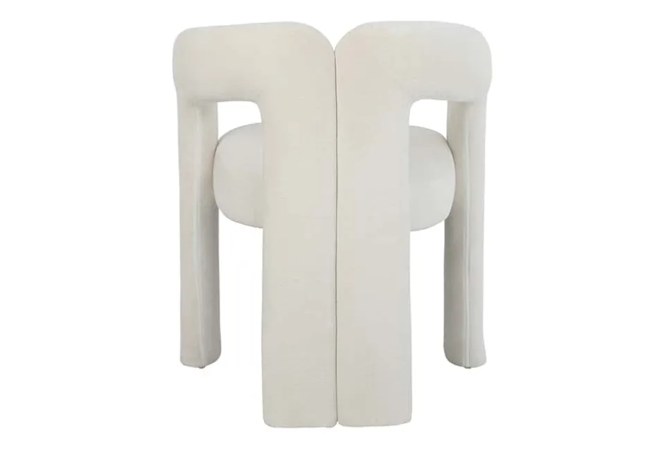 Design Stuhl ARCH creme weiß Chenille mit Armlehne Rundum-Bezug