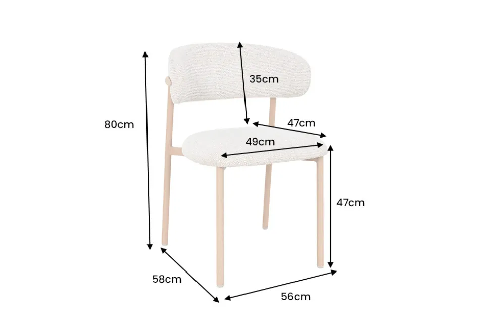 Design Stuhl BELFORT beige Strukturstoff Metallgestell Eiche
