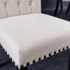 Design Stuhl CASTLE beige schwarz Strukturstoff Holzfüße Chesterfield