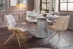 Design Stuhl DIVANI champagner beige Samt Metallgestell