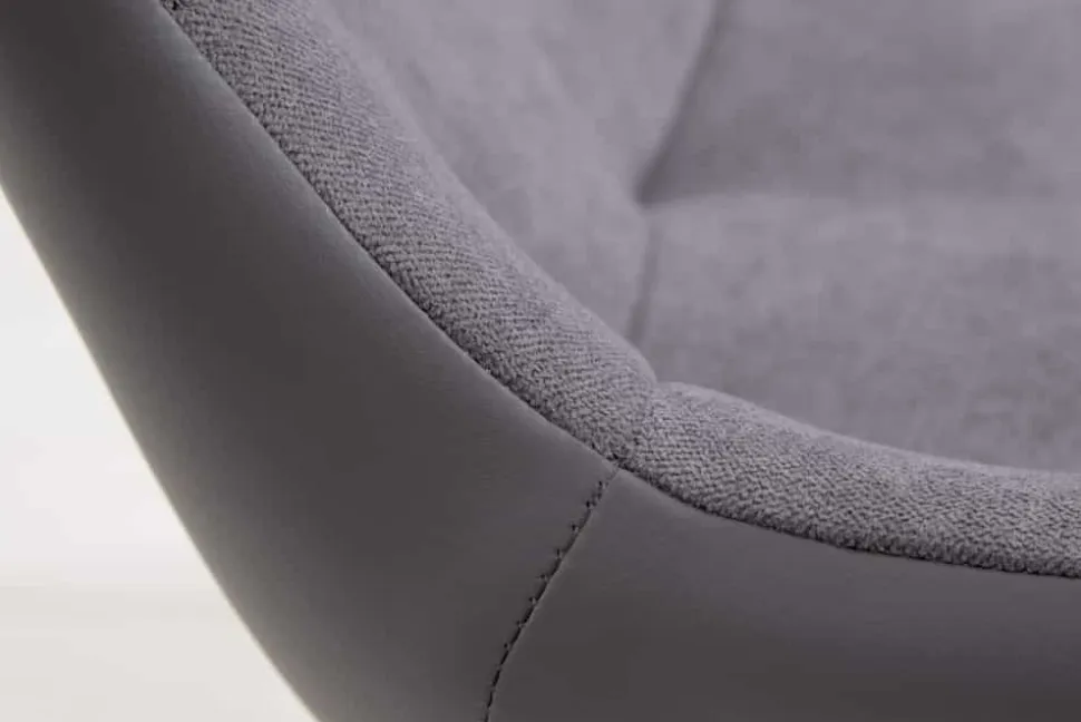 Design Stuhl DIVANI hellgrau Metallgestell schwarz im Retro Stil