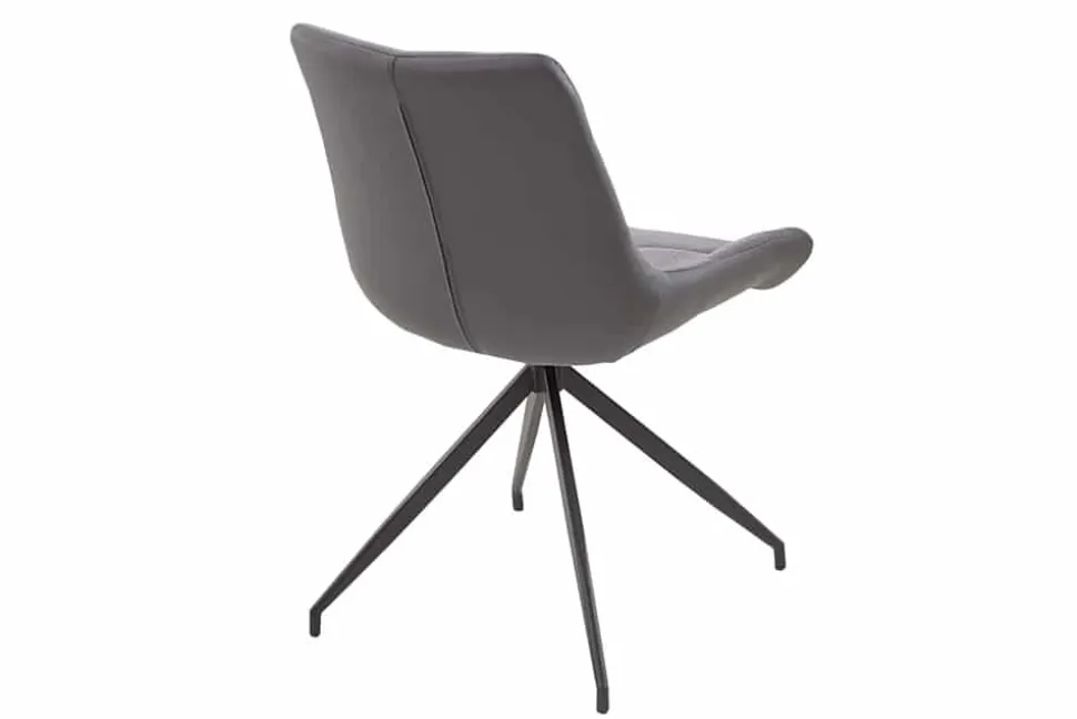 Design Stuhl DIVANI hellgrau Metallgestell schwarz im Retro Stil