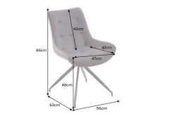 Design Stuhl DIVANI hellgrau Metallgestell schwarz im Retro Stil
