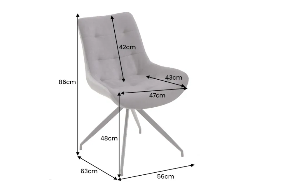 Design Stuhl DIVANI hellgrau Metallgestell schwarz im Retro Stil