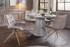 Design Stuhl DIVANI taupe Samt beiges Metallgestell