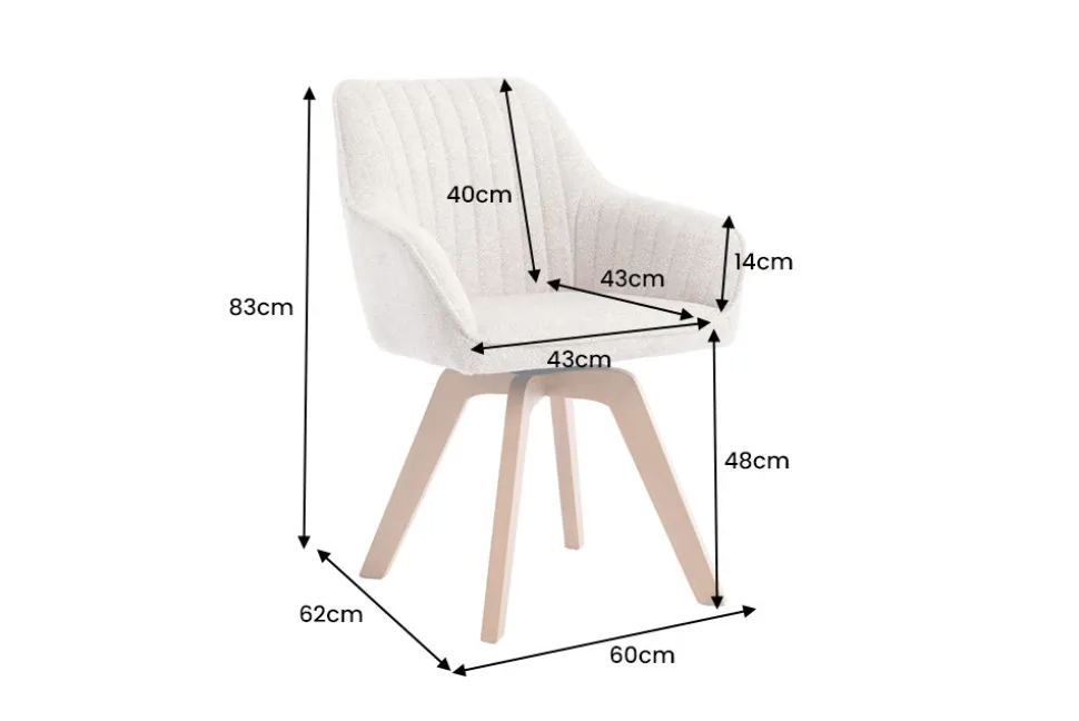 Design Stuhl LIVORNO beige Strukturstoff Massivholzbeine drehbar Auto-Return-Funktion
