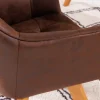 Design Stuhl LOFT antik braun Microfaser drehbar massiv Buchenholz mit Armlehne