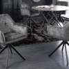 Design Stuhl LOFT dunkelgrau Samt drehbar Metallgestell schwarz mit Armlehne