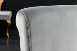 Design Stuhl MODERN BAROCK grau Samt goldene Stuhlbeine