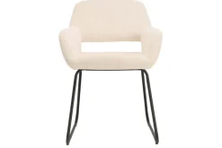 Design Stuhl MUSTANG beige Cord mit Armlehne schwarz Metallgestell