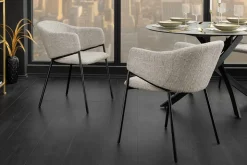 Design Stuhl NOBLESSE beige Chenille schwarzes Metallgestell