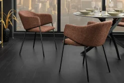 Design Stuhl NOBLESSE braun Chenille schwarzes Metallgestell