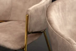 Design Stuhl NOBLESSE champagner beige Samt golden verchromtes Metallgestell
