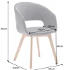 Design Stuhl NORDIC STAR antik grau Microfaser Massivholz schwarz mit Armlehne gepolstert