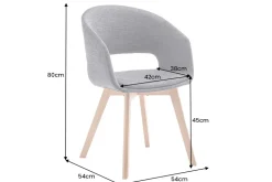 Design Stuhl NORDIC STAR antik grau Microfaser Massivholz schwarz mit Armlehne gepolstert