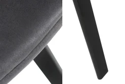 Design Stuhl NORDIC STAR antik grau Microfaser Massivholz schwarz mit Armlehne gepolstert