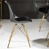 Design Stuhl SCANDINAVIA MEISTERSTÜCK schwarz goldene Beine
