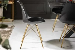 Design Stuhl SCANDINAVIA MEISTERSTÜCK schwarz goldene Beine