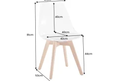 Design Stuhl SCANDINAVIA MEISTERSTÜCK transparent weiß Kunststoff Buchenholz natur