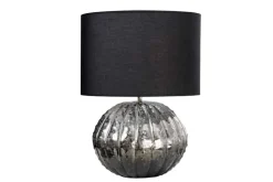 Design Tischlampe ABSTRACT 50cm silber schwarz Metall Stoffschirm handmade