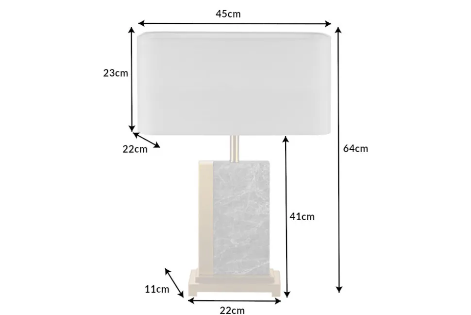 Design Tischlampe ELEGANCIA 65cm gold grau Stoffschirm Marmor