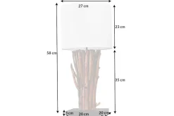Design Tischlampe EUPHORIA 60cm natur weiß rund Massivholz handgearbeitet