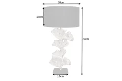 Design Tischlampe GINKGO 70cm schwarz Stoffschirm silber Metall handmade Marmor-Fuß