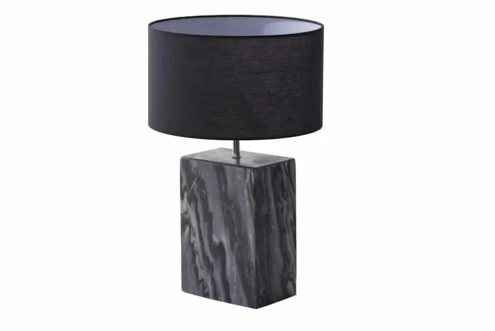 Design Tischlampe NOBLE 55cm schwarz Marmorfuß Stoffschirm