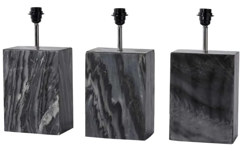 Design Tischlampe NOBLE 55cm schwarz Marmorfuß Stoffschirm