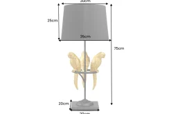Design Tischlampe WILDLIFE 75cm schwarz türkis rund Papagei Skulpturen mit Marmor-Fuß