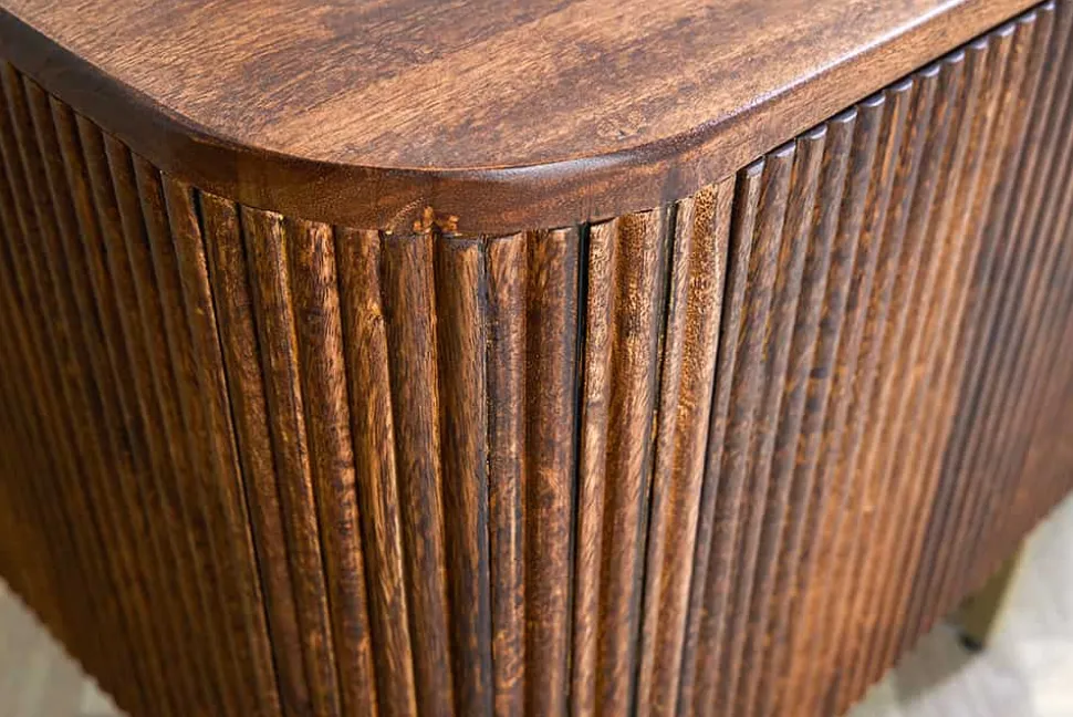 Design TV Board GATSBY 160cm braun mattgold Mangoholz Retro