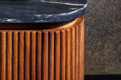 Design TV-Board GATSBY 160cm braun gold Mangoholz Marmor Metallgestell