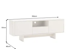 Design TV-Board SAVOY 150cm kaschmir weiß Marmor Keramik mit Stauraum und 3D-Front