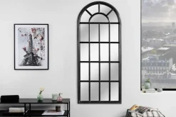 Design Wandspiegel CASTILLO 140cm schwarz Landhausstil Fenster
