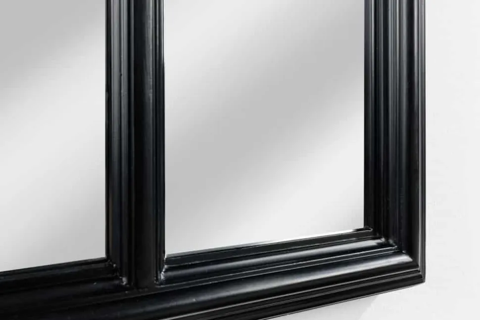 Design Wandspiegel CASTILLO 140cm schwarz Landhausstil Fenster