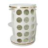 Design Weinfass BODEGA WHITE 70cm weiß gold Pinie Flaschen Gläseraufhängung