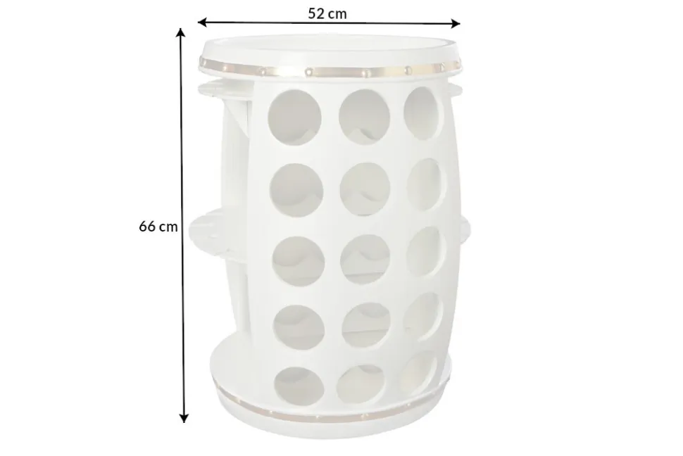 Design Weinfass BODEGA WHITE 70cm weiß gold Pinie Flaschen Gläseraufhängung