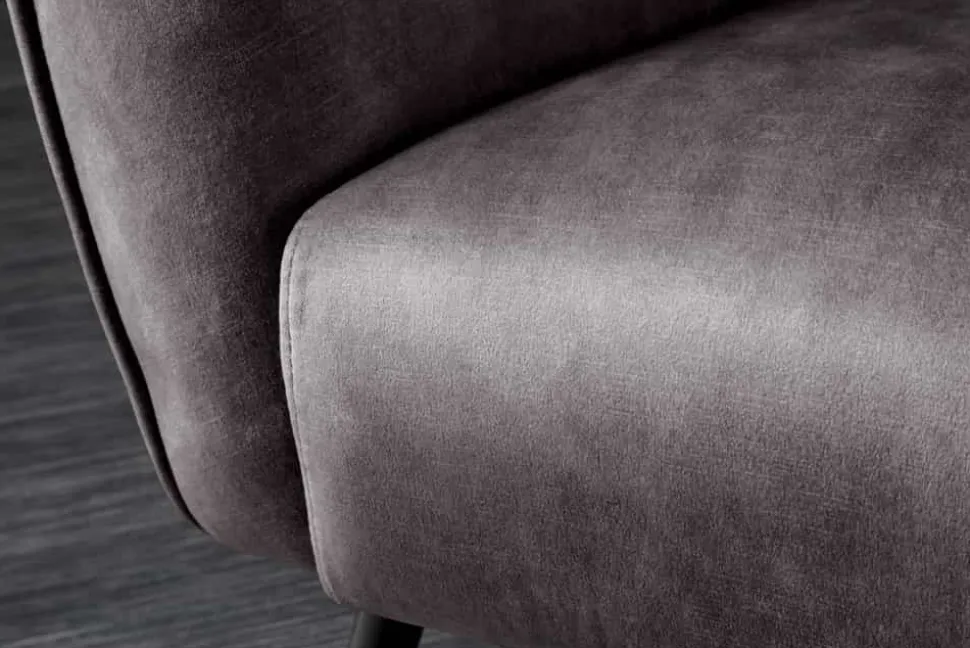 Design XL Sessel AMSTERDAM grau Samt schwarze Metallbeine Retro Stil
