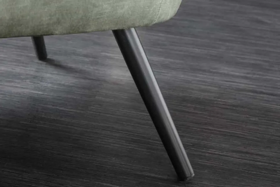 Design XL Sessel AMSTERDAM grün Samt schwarze Metallbeine Retro Stil