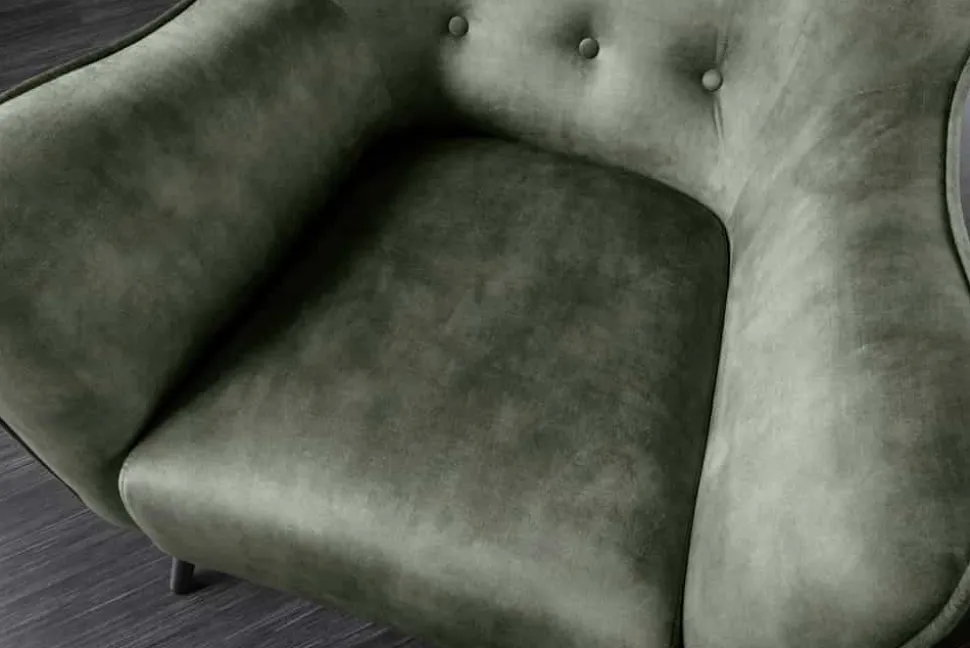 Design XL Sessel AMSTERDAM grün Samt schwarze Metallbeine Retro Stil