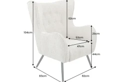 Design XL Sessel AMSTERDAM greige Bouclé schwarze Metallbeine Retro Stil
