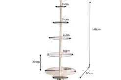 Design XXL Etagere ABSTRACT 150cm gold Metall mit fünf Etagen handmade