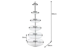 Design XXL Etagere ABSTRACT 180cm silber Metall mit sechs Etagen handmade