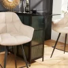 Drehbarer Barhocker PAPILLON champagner beige Barstuhl mit Lehne schwarze Metallbeine