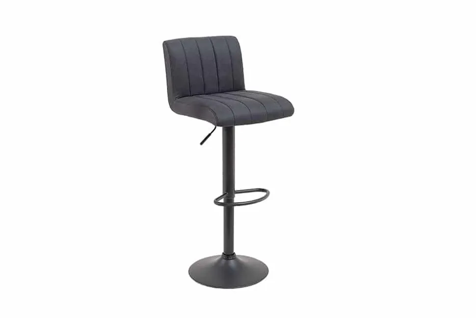 Drehbarer Barhocker PORTLAND vintage grau Microfaser Barstuhl mit Lehne höhenverstellbar