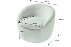 Drehbarer Design Sessel ALPINE salbei Bouclé 360° mit Armlehnen