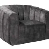 Drehbarer Design Sessel BABYLON dunkelgrau Samt Lounge Cocktailsessel