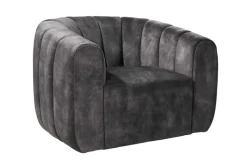 Drehbarer Design Sessel BABYLON dunkelgrau Samt Lounge Cocktailsessel